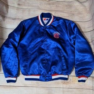 CHICAGO CUBS Swingster Size L Satin Bomber Jacket Classic Made in USA Vintage